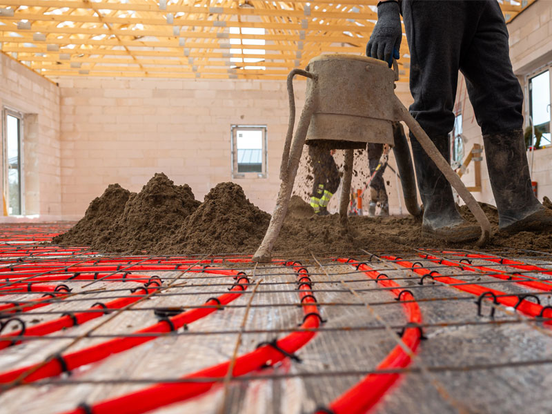 Vloerverwarming natbouw aanbrengen dekvloer Ecotherm Vloerverwarming