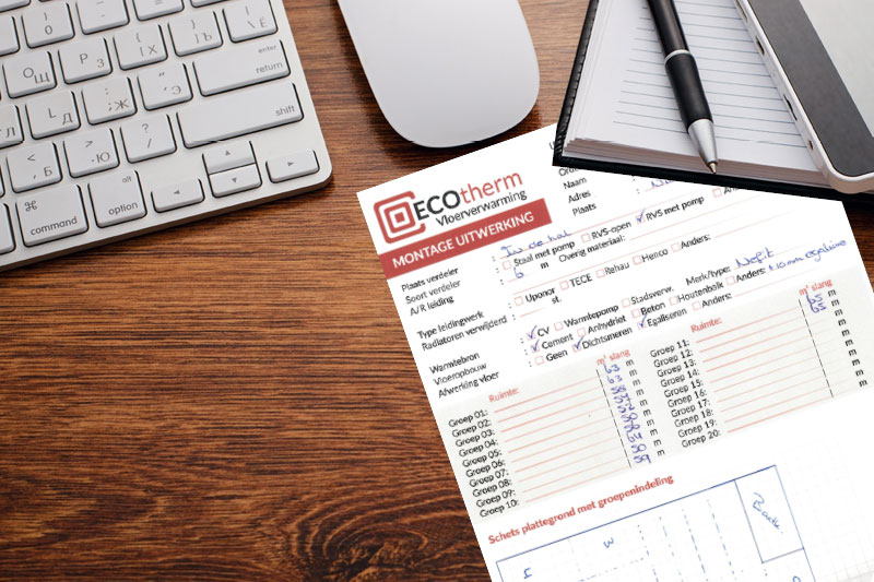 Montageuitwerking Ecotherm Vloerverwarming